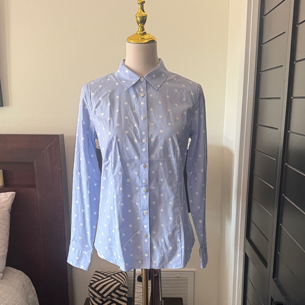 Talbots Sky Blue Polka Dot Button-Down Shirt